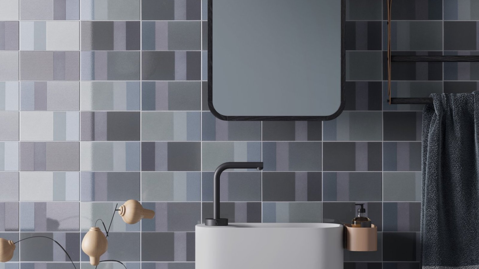 Parede de azulejos Diarama da Mutina com efeito pictórico