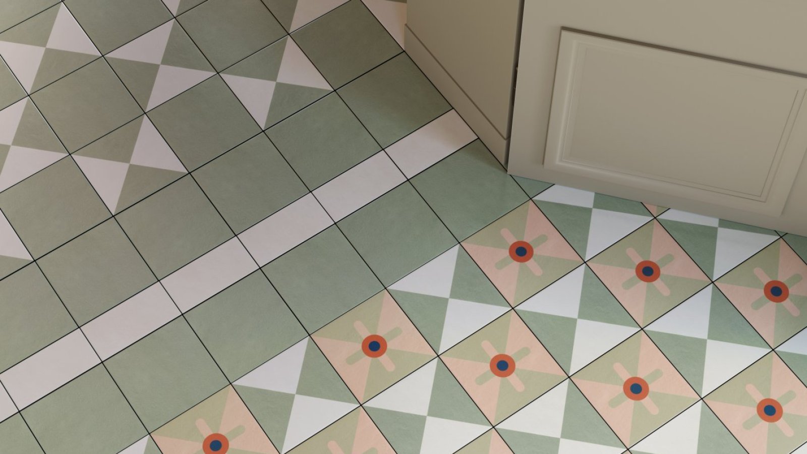 Pavimento Mattonelle Margherita da Mutina com padrões desenhados à mão