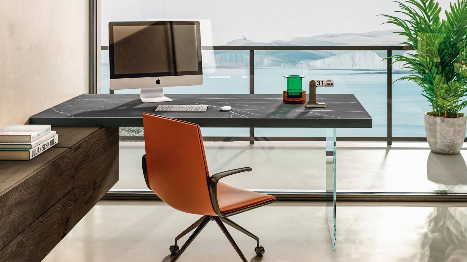Pernas em vidro temperado da secretária Air Desk