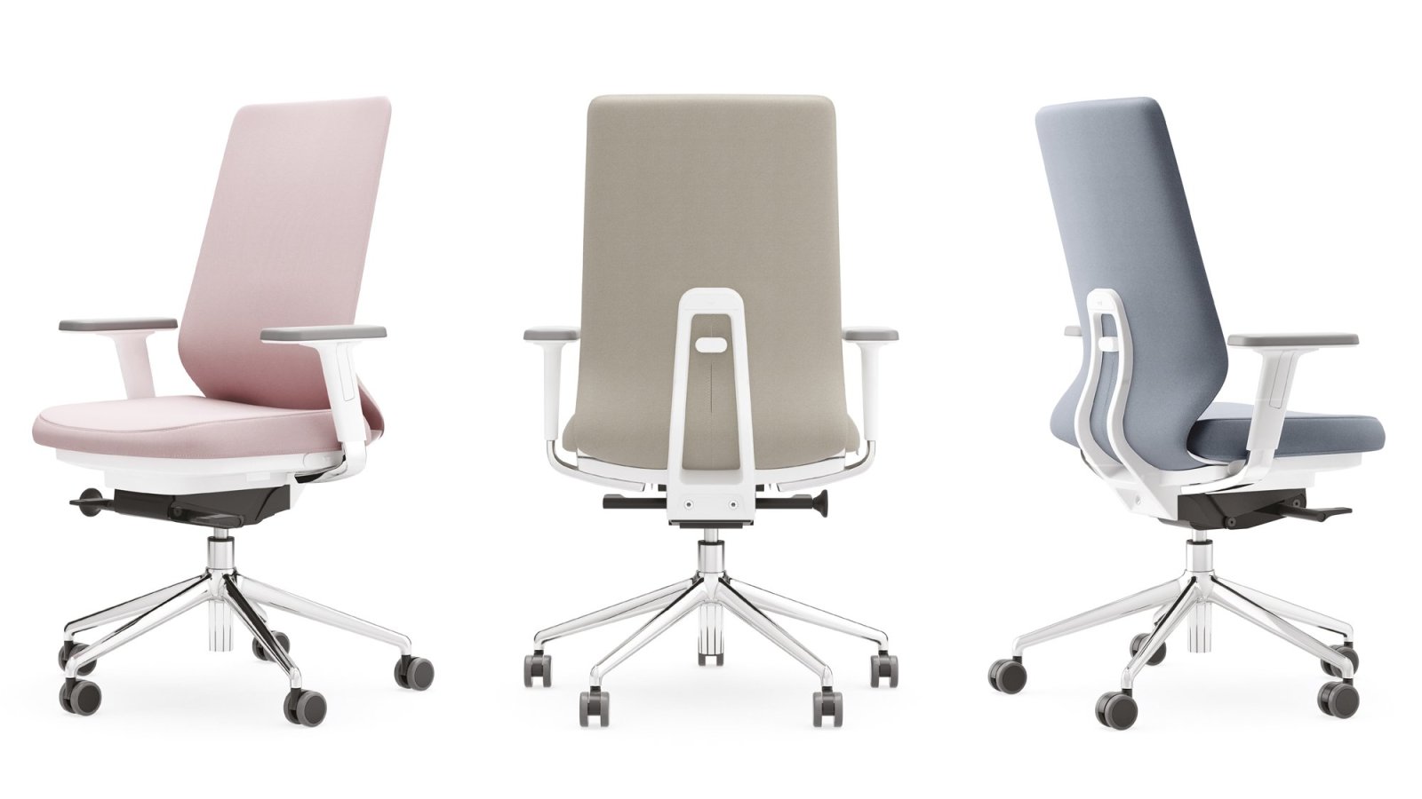 Cadeiras de escritório ergonómicas Pyla da ICF em postos de trabalho