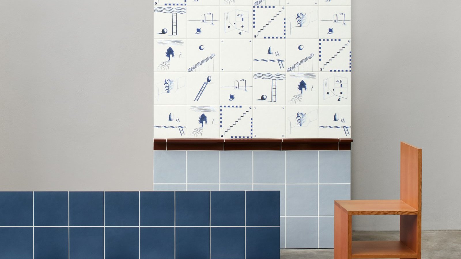 Piso de grés Dintorni da Mutina com padrões geométricos coloridos