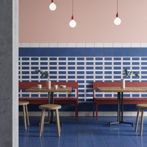 Grés vidrado Mutina com o padrão Double Blue em 20,5×20,5 cm