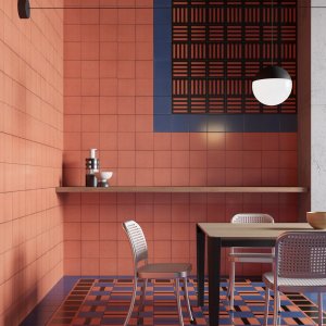 Grés vidrado Mutina com o padrão Square Black em 20,5×20,5 cm