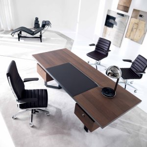 Mesa octogonal Lloyd com inserto central em EcoPelle Brown