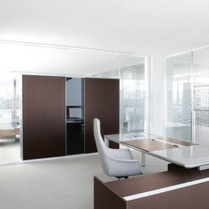 Painel duplo opaco da divisória www.60 em acabamento madeira