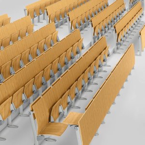 Mobiliário universitário Omnia Evolution numa sala inclinada