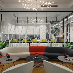 Sofá Arper Loop num espaço colaborativo