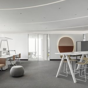 Estrutura branco mate da mesa de reunião Nuur da Arper