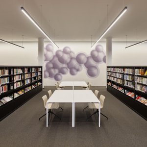Versão Office da mesa Nuur com dois orifícios para cabos
