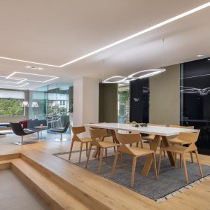 Configuração em linha de várias mesas Cross