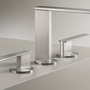 Grupo de duche termostático Ayla com chuveiro de mão e flexível cinza-seda, Cea Design