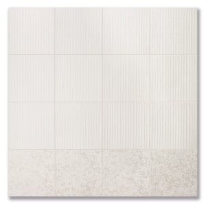 Receção com piso gráfico Chymia preto e branco