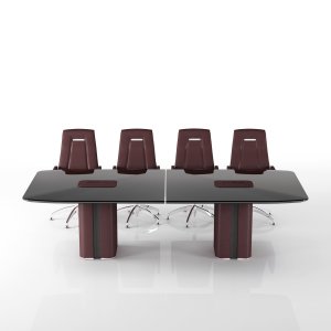 Pedra ardósia trabalhada como couro no pé de uma secretária Omega