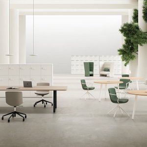 Canto arredondado R 45 de uma mesa de reunião E-Place