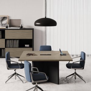Composição de reunião Elite de 560 cm com coluna passa-cabos inspecionável