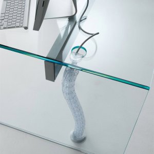Air Desk com tampo de cristal laminado com efeito pele