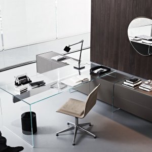 Secretária design Air Desk da Gallotti & Radice em cristal transparente