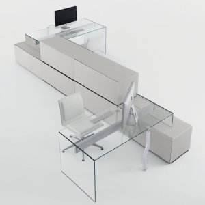 Cristal grigio Italia na secretária Air Desk