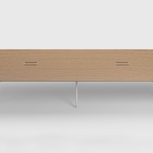 Mesa UniTable da ICF com tampo em cristal transparente de 15 mm