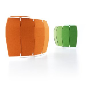 Dois balcões Funny Sat combinados em laranja e verde