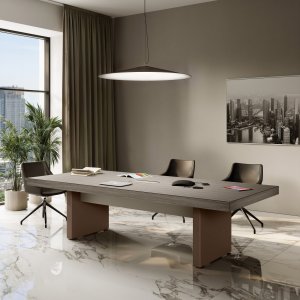Jera sala de direção completa — secretária, mesa de reuniões, mesa de apoio 800 × 800 mm coordenados