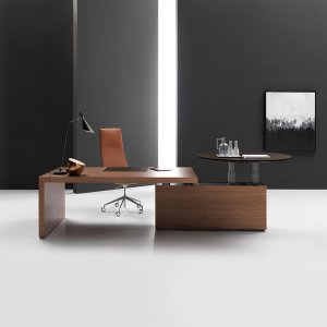 Mesa de reunião Kyo em carvalho tabaco com flip top