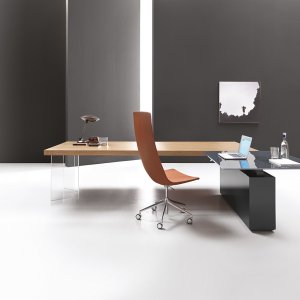 Mesa de reunião Kyo lacada em preto total