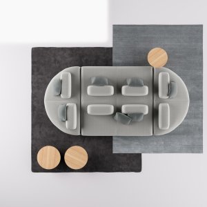 Meia-ilha Node+ com o lado arredondado virado para a janela