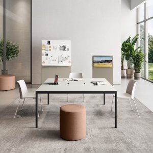 Perna redonda Ø 40 mm Fil Rouge com pé nivelador de nylon cinza