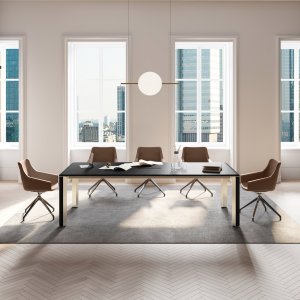 Mesa de reunião retangular Iulio com tampa flip-top a condizer com a superfície