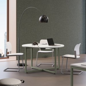 Bench Sigma para quatro pessoas com pernas ponte lacadas em verde