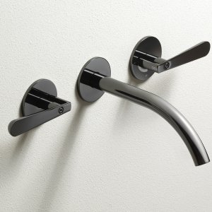 Grupo de duche termostático Lutezia da Cea Design com chuveiro de mão e flexível cinza-seda