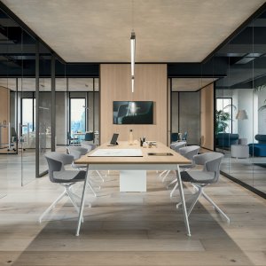 Módulo de continuidade madeira e vidro da Quadrifoglio