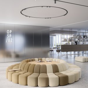 Receção empresarial com assentos Array da mdf italia