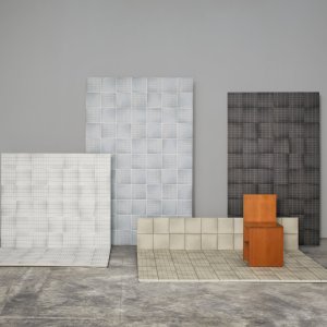 Parede de copa em Aurore Light Green Grid L e liso