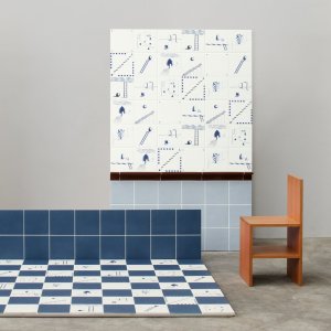 Piso de grés Dintorni da Mutina com padrões geométricos coloridos