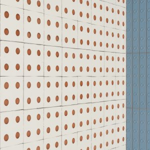 Muro Bloc outdoor em terracota crua num pátio
