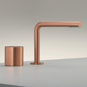 Misturadora progressiva Opus de dois furos com bica giratória em Copper acetinado