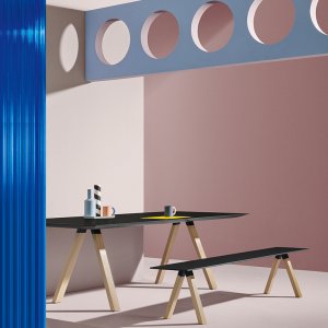 Tampo em mármore aglomerado de exterior numa Arki-Table 300×100