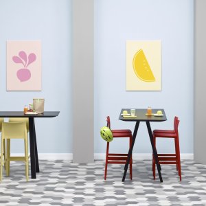Pequena Arki-Table ARKW5/2 quadrada com pernas em carvalho