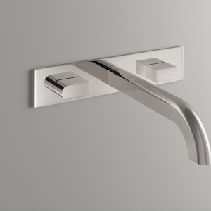 Torneiras de design Sixty da CEA Design em Black Ivory com lavatório de mármore