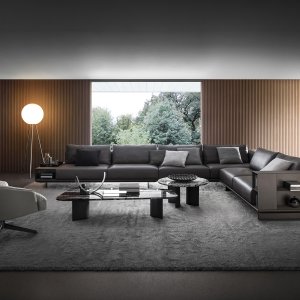 Sofá modular Asso da i4Mariani com módulo mesa lateral