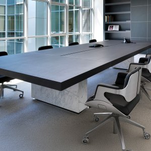Mesa de reunião Asymmetrical Meeting da Tecno com tampo assimétrico
