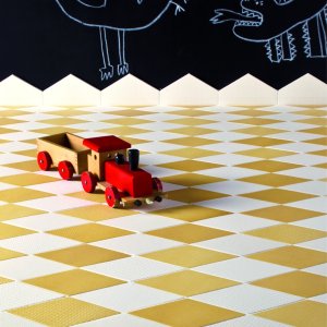 Padrao Runner de Tex em rede em branco e amarelo